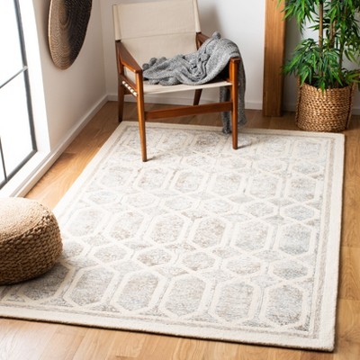 Beige Hand-Tufted Wool and Viscose Area Rug 4' x 6'