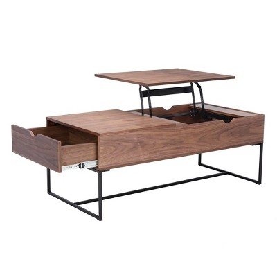 Nolen Lift Top Coffee Table - Walnut/Black - Safavieh