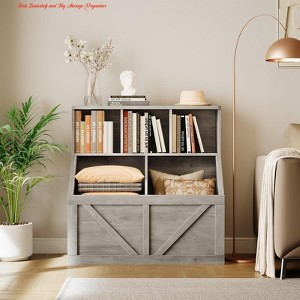 Living Room Kids Bookshelf and Toy Storage Organizer - Toy Box w/ Bookshelf for Boys - Toddler Toy Storage Shelf - 1 of 4