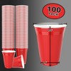 Durame Red Disposable Large Plastic Cups for Party & Fun Pong Games - 16 oz 100 Pack - 3 of 4