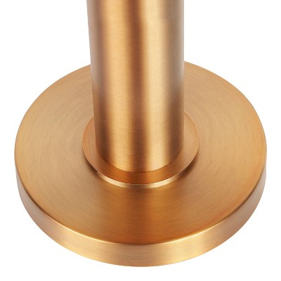Trophy Industrial Antique Brass and Black Table Lamp with Linen Shade