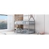 Okak Twin Over Twin House Bunk Bed with Safety Fence & Door & Stairs Floor Bunk Bed Solid Wood for Kids, Girls, Boys Easy Assemble - 2 of 4