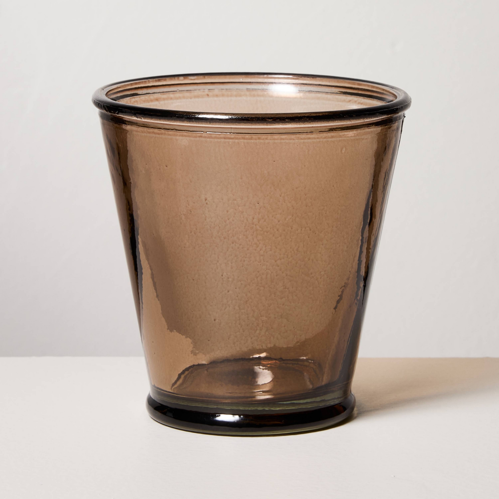 Short Painted Recycled Pint Glass Brown