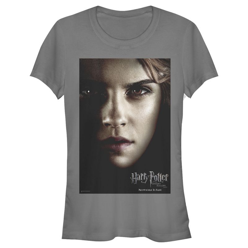 Juniors Womens Harry Potter Deathly Hallows Hermione Character Poster T-Shirt, 1 of 4