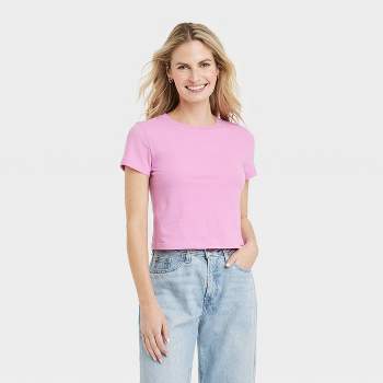 Women's Slim Fit Shrunken Rib Tank Top - Universal Thread™ Pink L : Target