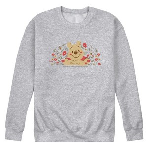 Men's - Winnie The Pooh - Winnie Florals Graphic Fleece Sweatshirt - 1 of 4