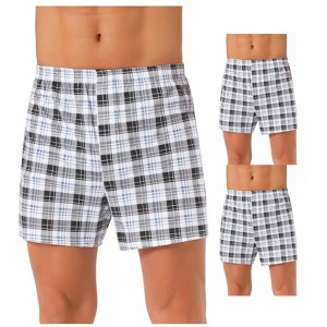 INSPIRE CHIC Men's 3 Pack Classic Elastic Waistband Plaid Pattern Boxer Shorts - 1 of 4