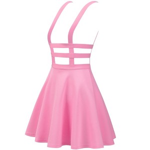 INSPIRE CHIC Women's Pleated A-Line Elastic Waist Mini Braces Suspender Skirt - 1 of 4