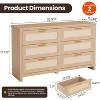 Jojoka Modern Rattan 6 Drawer Dresser for Bedroom,Large Storage Cabinet for Living Room,Natural - 2 of 4