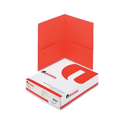 Universal Two-Pocket Portfolio Embossed Leather Grain Paper Red 25/Box 56611