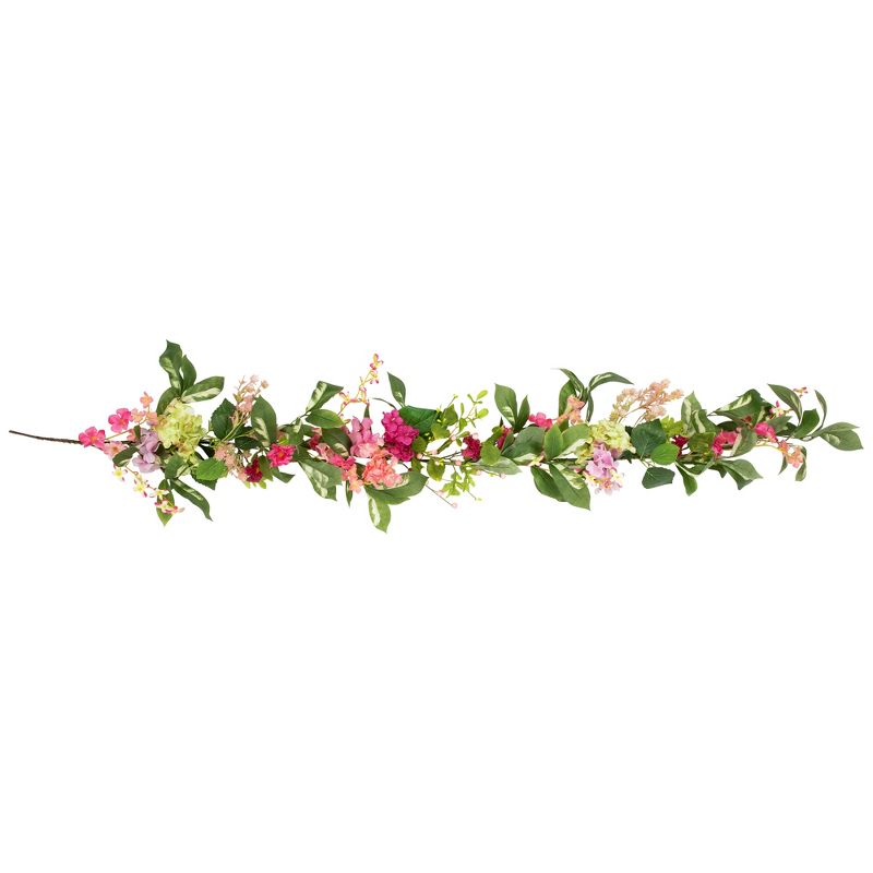 Northlight Leafy Hydrangea Artificial Floral Spring Garland - 5'  - Pink, 1 of 6