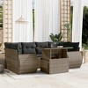 vidaXL Patio Sofa Set with Cushions Outdoor Furniture 7 Piece Poly Rattan - Gray without storage - 2 of 4
