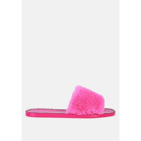 Обувь London Rag Womens Geese Faux Fur Diamante Detail Jelly Flats 8