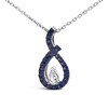 Haus of Brilliance Silver Created Blue and White Sapphire Teardrop Shaped Pendant Necklace - 2 of 4