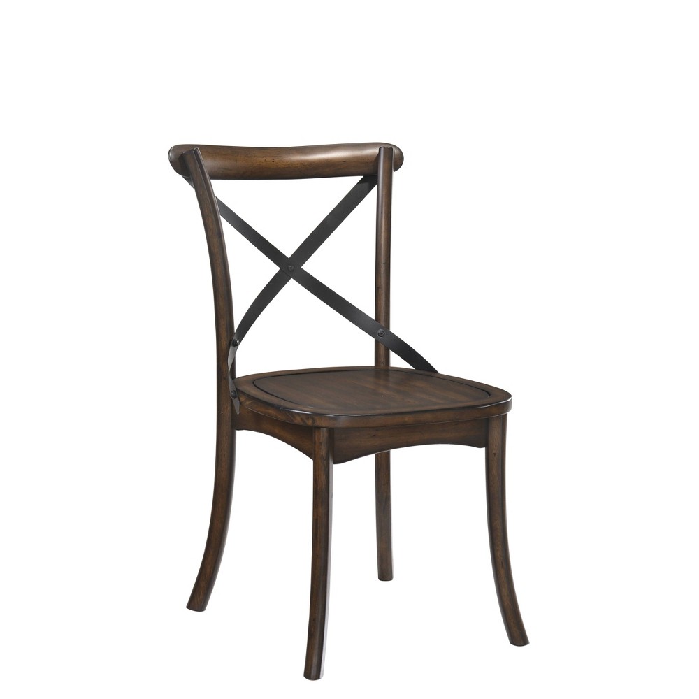 Set of 2 Kaelyn Side Dining Chair Dark Oak/Black - Acme Furniture: French Bistro Style, Wood Frame, Armless Design -  50746029