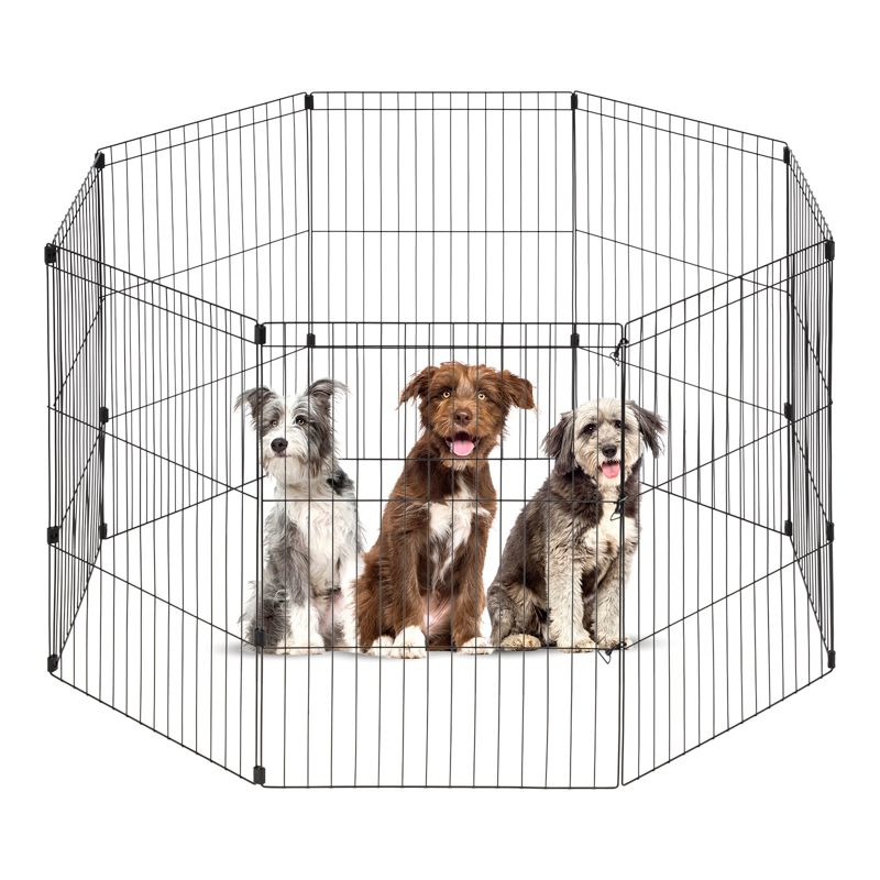 IRIS USA Exercise 8 Panel Wire Metal Pet Playpen for Dog, 1 of 9