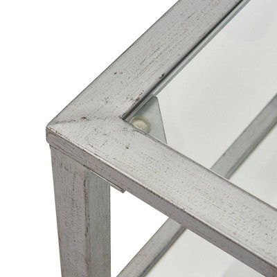 Maddox Rectangular Silver Glass and Metal Coffee Table