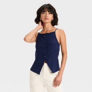 Women's Linen Blend Vest - A New Day™ - 1 of 3