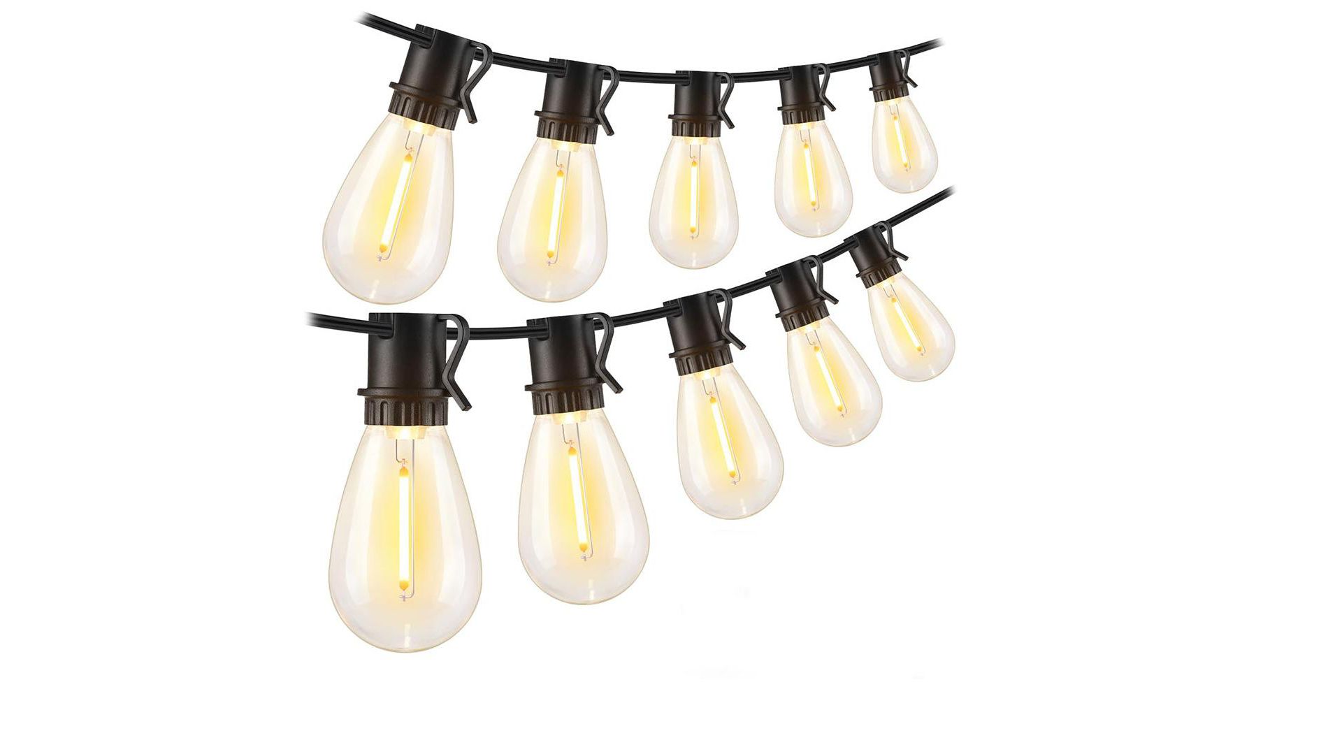 Itopfox 96FT LED Outdoor String Lights, Waterproof Patio Lights with 30+2 Dimmable Shatterproof Edison Hanging Bulbs for Backyard Party-Black