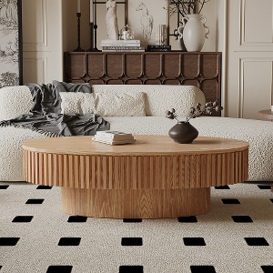 Airsurfer Compact Natural Wood Coffee Table Modern Designer Coffee Table Living Room Accent for Stylish Living Rooms - 1 of 4