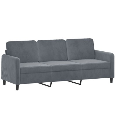 vidaXL 3-Seater Velvet Sofa in Stylish Dark Gray - Comfy Seating Experience with High Weight Capacity - Perfect for Living Room, Lounge, or Bedroom