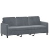vidaXL Dark Gray Velvet Sofa Set with Sturdy Plywood & Metal Frame, Comfortable Padding - Includes Two and Three-Seater Sofas - 3 of 4