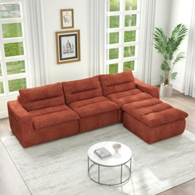 Right Modular Sofa Seat-L-Shaped Compressed Design, Modern Beanbag Style, Yellow