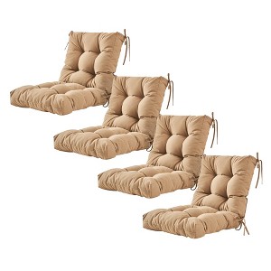 ARTPLAN Seat/Back Outdoor Chair Cushion,Set of 4 Patio Chair Cushion with Tie,Tufted Replacement for Patio Furniture,40x20x4 Inches,4 Count - 1 of 4
