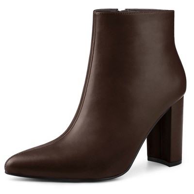 Perphy Women's Pointed Toe Side Zip Block Heeled Ankle Boots