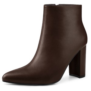 Perphy Women's Pointed Toe Side Zip Block Heeled Ankle Boots - 1 of 4