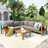 YOOCOZZ 4-Piece Acacia Wood Patio Conversation Set - L-Shaped Sectional with Coffee Table - 2 of 4