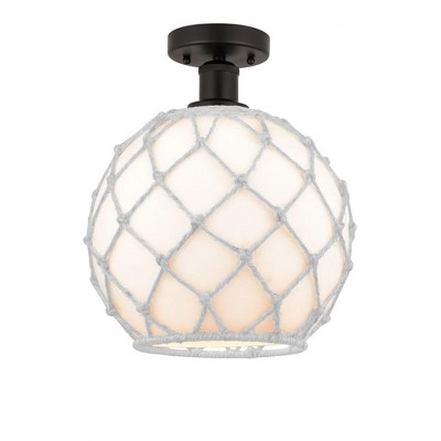 Farmhouse Rope - 1 Light Semi-Flush Mount In Industrial Style-12.75 Inches Tall and 10 Inches Wide