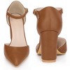 BLISSFUL STEP Women's Ankle Strap Pointy Toe Chunky Heel Pumps - 2 of 4