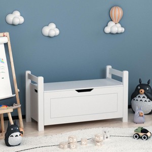 KTMBDW Kids Toy Box Chest, White Storage Ottoman Footrest Stool for Boys Girls, Storage Cabinet with Flip-Top Lid/Safety Hinge for Nursery, Playroom - 1 of 4