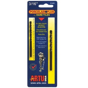ARTU Porcelain Plus 3/16 in. X 3-1/2 in. L Tungsten Carbide Tipped Glass and Tile Bit Set Straight S - 1 of 1