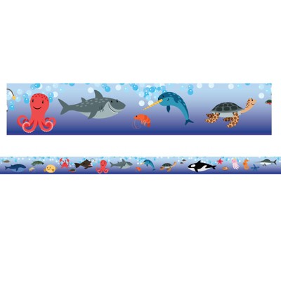 Charles Leonard Magnetic Straight Borders/Trims, 1.5" x 24", Sea Life Theme, Pack of 12 (Pack of 2)