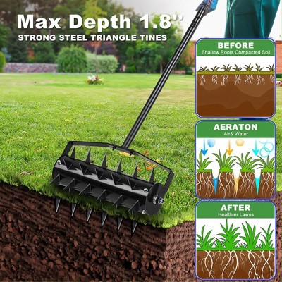 SKRAN Rolling Manual Lawn Aerator, Gardening Lawn Aerator Tool, With Soil Penetrator Spikes Deep Soil Penetration for Garden Grass Patio Yard
