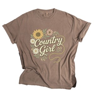 Country Girl Rope Watercolor  - Womens Garment Dyed Graphic T-Shirt - 1 of 4