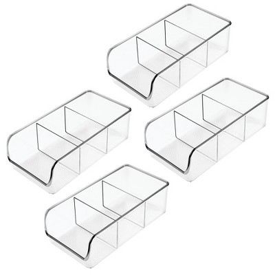 mDesign Plastic Food Storage Bin Organizer for Kitchen Cabinet - 4 Pack - Clear