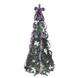 Northlight 6' Artificial Christmas Tree Prelit Purple and Silver Decorated Pop-Up - Clear Lights