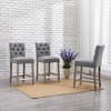 WestinTrends Hayes 24" Linen Fabric Tufted Counter Stool (Set of 3) - 2 of 4