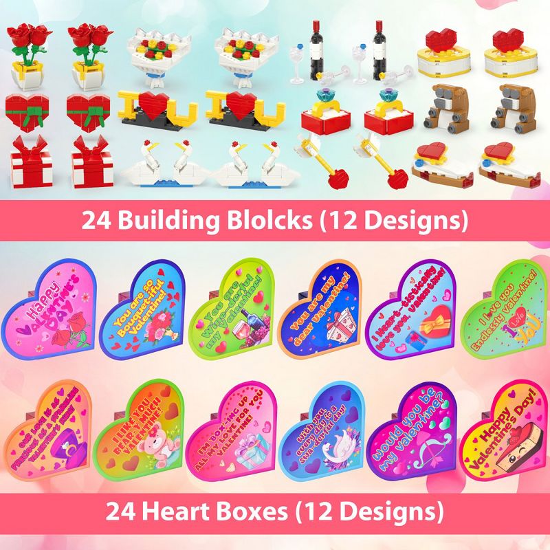 Fun Little Toys Valentine Theme building Block with Heart Box 24pcs, 2 of 7