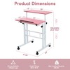 VECELO Standing Desk Adjustable Height, Computer Workstations with Tiltable Tabletop & Lockable Wheels, Portable Rolling Laptop Desk for Office, Brown - 3 of 4