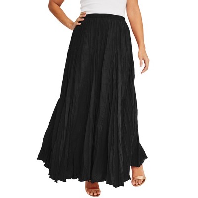 Jessica London Women's Plus Size Flowing Crinkled Maxi Skirt