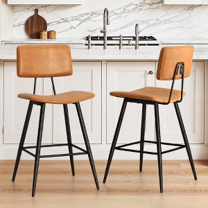 Arceso 24.5" Counter Height Bar Stools Set, Faux Leather Upholstered Barstools, - 1 of 4