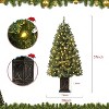 4.5 Ft Artificial Christmas Tree with 200 Warm White  Lights and Red Berries Potted Base Holiday Xmas Tree - 2 of 4