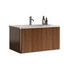 FAMYYT 30 in. Single Sink Floating Walnut Bath Vanity with White Ceramic Top (Assembled), U Shape Wall Fitting - 2 of 4