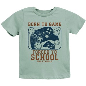The Juniper Shop SmileyWorld Born To Game Forced To School Youth Short Sleeve Tee - 1 of 4
