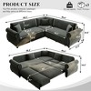 GDFStudio Keene 6-Seater L-Shaped Chenille Sectional Sofa Bed with Pull-Out Sleeper - 3 of 4