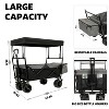 VYNXARIA 480Lbs Collapsible Wagon with Canopy,Wagon Stroller with 7" All-Terrain Wheels, Lightweight Foldable Wagon, Large Capacity£¬Black - 3 of 4